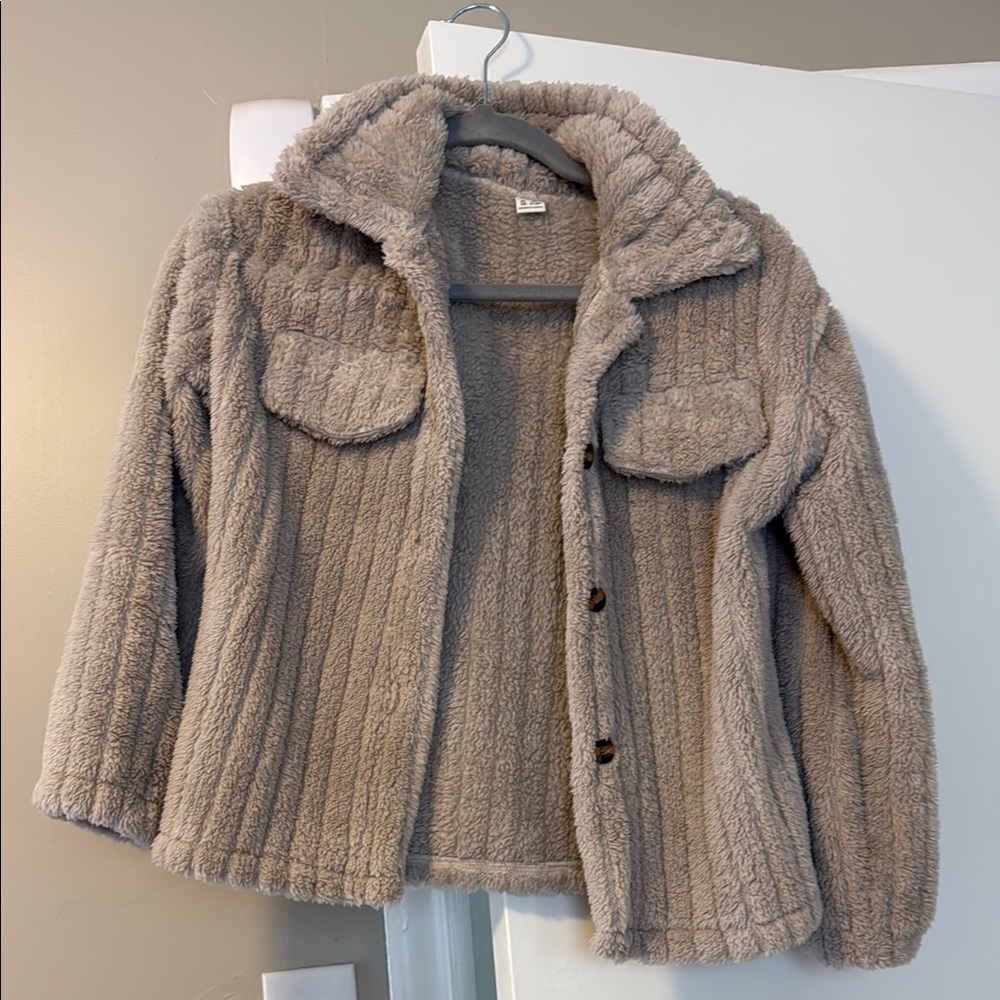 SHEIN Tan Puffer Jacket with Collared Neckline